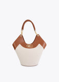 Two-Tone Faux Leather and Canvas Shopper