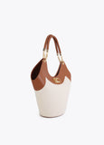 Two-Tone Faux Leather and Canvas Shopper