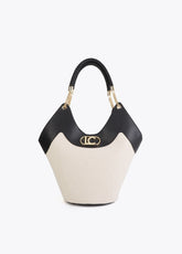 Two-Tone Faux Leather and Canvas Shopper