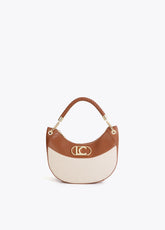 Bicolor Leather Effect and Canvas Hobo