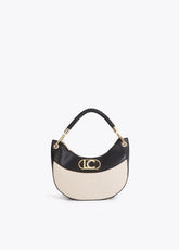 Bicolor Leather Effect and Canvas Hobo