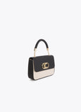 Two-Tone Faux Leather Flap Crossbody
