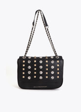 Flap Crossbody Bag with Gold and Silver Studs