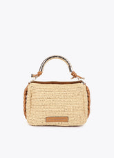 Combined Straw Effect Crossbody with Perforated Logo Handle