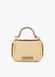 Combined Straw Effect Crossbody with Perforated Logo Handle