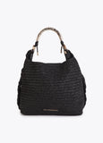 Shopper Bag Combined Rattan Effect with Die-Cut Handle Logo
