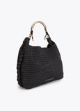 Shopper Bag Combined Rattan Effect with Die-Cut Handle Logo