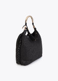 Shopper Bag Combined Rattan Effect with Die-Cut Handle Logo