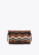 Bicolor Chevron Raffia Effect Crossbody