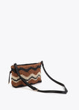 Bicolor Chevron Raffia Effect Crossbody