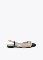Bicolor Flat Shoe with Metallic Logo Detail