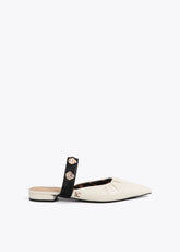 Flat Shoe with Elastic and Metallic Appliques