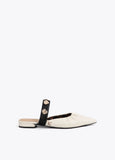 Flat Shoe with Elastic and Metallic Appliques