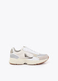 Running Sole Sneaker with Mixed Fabrics and Leather Details