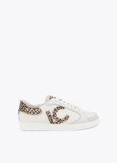 Sneaker with Logo in Mixed Fabrics and Leather Details
