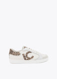 Sneaker with Logo in Mixed Fabrics and Leather Details