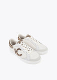 Sneaker with Logo in Mixed Fabrics and Leather Details