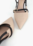 Bi-color Heeled Shoe with Customized Buckles
