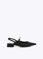 Flat Shoe in Grosgrain Fabric with Logo Detail