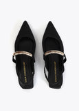 Flat Shoe in Grosgrain Fabric with Logo Detail