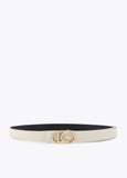 Reversible belt with oval logo buckle