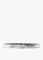 Reversible Belt with Silver Metallic LC Buckle