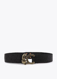 Elastic Raffia Belt with Animal Logo