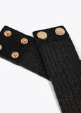 Elastic Raffia Belt with Animal Logo