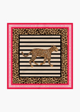 Satin Scarf with Stripes and Leopard Print