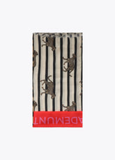 Scarf with stripe and leopard print