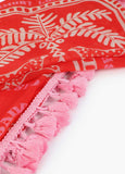 Tropical Print Sarong with Fringes