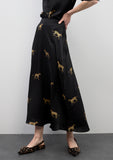 Satin Leopard Print Skirt