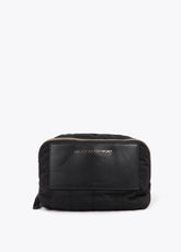 Combined Nylon and PU Toiletry Bag