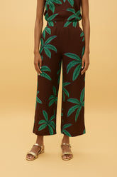 Brown Palm Print Trousers