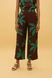 Brown Palm Print Trousers
