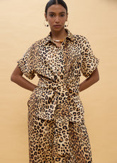 Short Sleeve Knot Animal Print Shirt