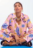 Oversized Satin Floral Print Shirt