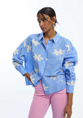 Cotton Floral Embroidered Shirt