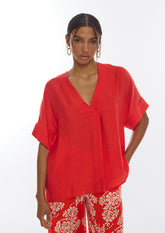 Short Sleeve V-Neck Blouse