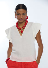 Short Sleeve Ruffle Blouse