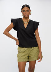 Short Sleeve Ruffle Blouse