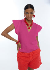 Short Sleeve Ruffle Blouse