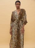 Long Dress with Wide Sleeves and Animal Print