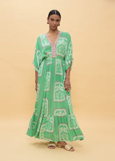 Long Dress with Wide Sleeves Thai Print