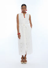 Shirt Collar Midi Dress with Belt