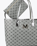 Grey monogrammed tote bag