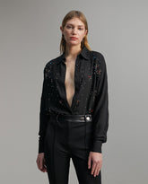 Shirt with rhinestone detail