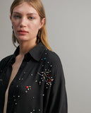 Shirt with rhinestone detail