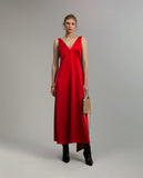 فستان من الساتان متوسط الطول