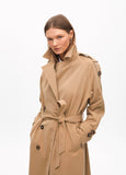 Long Twill Double-Breasted Trench